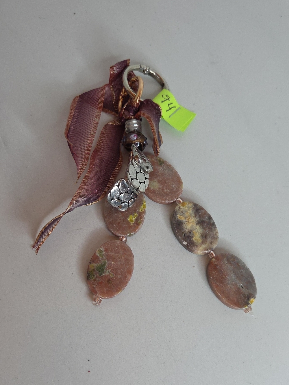94 - Handmade Brown Stone Drop Bag Charm